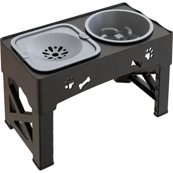 Miska pro psa Krmítko pro mazlíčky 3v1, misky pro pomalé krmení, dvojité misky, skládací s 5 nastavitelnými výškami