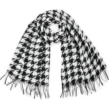 Šála Klasická zimní šála černo-bílá