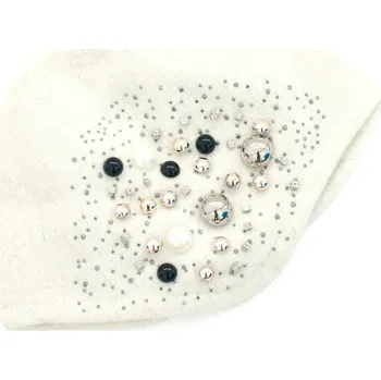 Čepice Letní klobouk s drobnými perličkami bílý