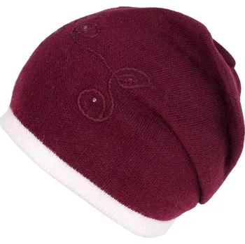 Čepice Bordó čepice s výšivkou