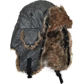 Čepice Lesklá prošívaná ušanka šedá