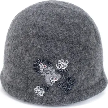 Čepice Vlněná čepice elegance flóry šedá