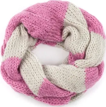 Šála Proplétaná komínová šála bílo-růžová