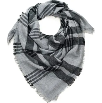 Šála Podzimní kostkovaný šál - tmavě šedý