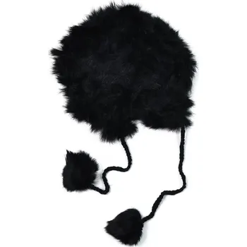 Čepice Ušanka čepice z králíka černá