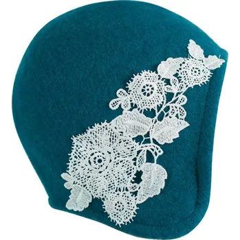 Čepice Klobouk s krajkovými květy modrý