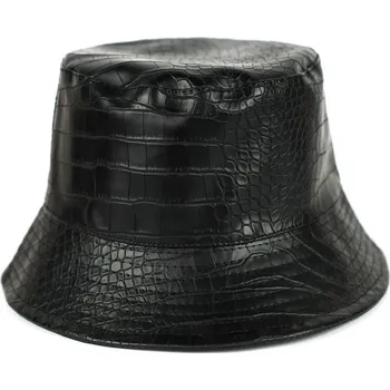 Klobouk Stylový koženkový klobouk - černý