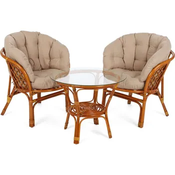 Zahradní sestava Zahradní sedací souprava 3 ks přírodní ratan