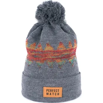 Pokrývka hlavy Vzorovaná čepice s bambulí šedá