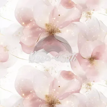 Silky, Růžovounké květy se zlatým třpytem (E)** (Lehká vzdušná šatovka)