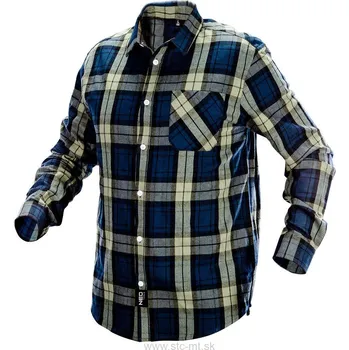 Pánská košile NEO TOOLS Flanelová košile, olivově-tmavě modré kostky, velikost XL Velikost: S