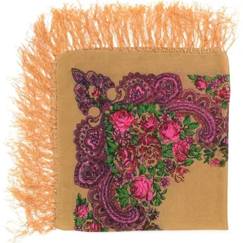 Šála Dámský hořčicový šál s květinami