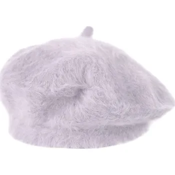 Kšiltovka Angorový baret s anténkou levandulový