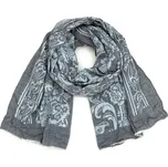 Měkký balvněný šál s romantickým vzorem šedomodrý