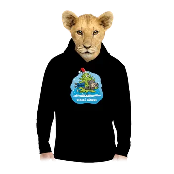 Chlapecká mikina Bastard Veselé Vánoce dětská mikina klokanka Black