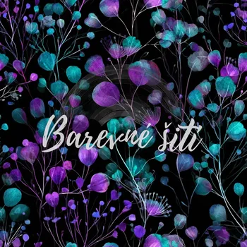 Úplet, Tyrkysovofialové listy eukalyptu na černé (E) (Top kvalitní úplet Bella digitisk)