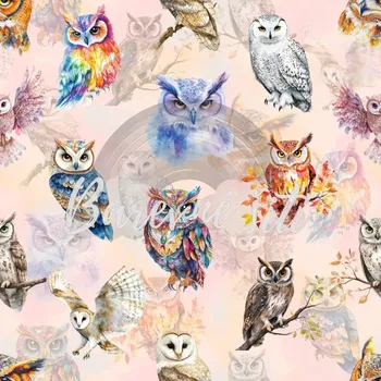 Úplet, Sovy a výři na světlé (E) (Top kvalitní úplet Bella digitisk)