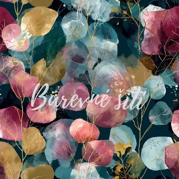 Úplet, Barevný eukalypt na petrolejové (E) (Top kvalitní úplet Bella digitisk)