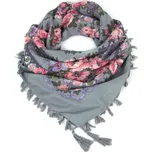 Folkový šátek s květy šedý