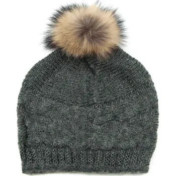 Čepice Vlněná čepice s bambulí šedá