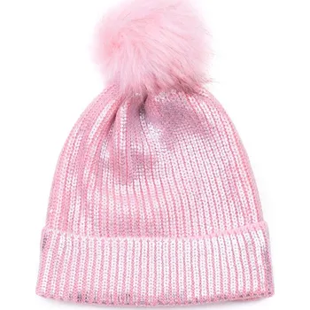 Čepice Flitrovaná čepice s bambulí růžová