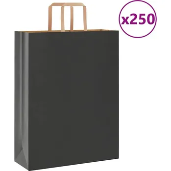 Dárková taška vidaXL Papírové sáčky 250 ks s uchy 32x12x42 cm [4101900] Barva: Černá