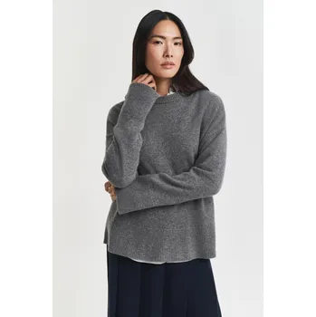 Dámský svetr SVETR GANT CASHMERE C-NECK CHARCOAL MELANGE