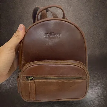 Městský batoh Tvujoriginal Exkluzivní mini tmavě hnědý kožený dámský prémiový batůžek, designový kousek