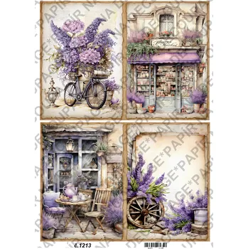 Umělecký papír Rýžový a soft papír na decoupage - Vintage fialová - KB01213 Materiál: Soft, Rozměr: A4