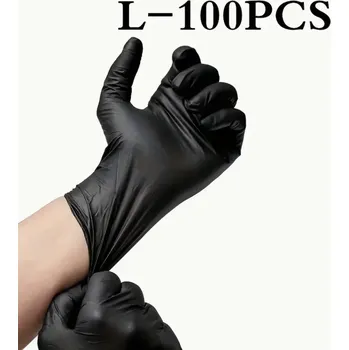 Pracovní rukavice Jednorázové černé nitrilové rukavice, 100 kusů, velikost L
