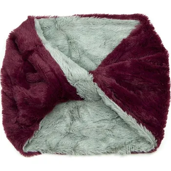 Šála Kožíškový kruhový šál vínovo-šedý