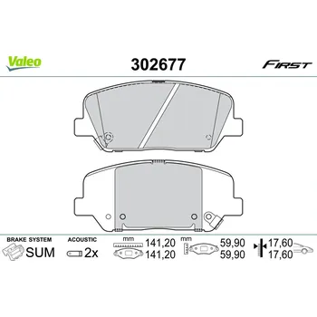 Brzdová destička Sada brzdových destiček, kotoučová brzda VALEO 302677