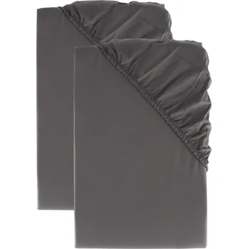 Prostěradlo LIVARNO home Sada perkálových napínacích prostěradel, 90-100 x 200 cm, antracitová, 2dílná