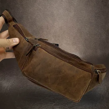 Prémiová tmavě hnědá kožená ledvinka, klasická se spoustou kapes | velikost M středně velká Bez personalizace - individuální přání řešíme po domluvě.