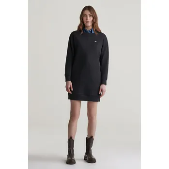 Dámské šaty ŠATY GANT SHIELD C-NECK SWEAT DRESS BLACK