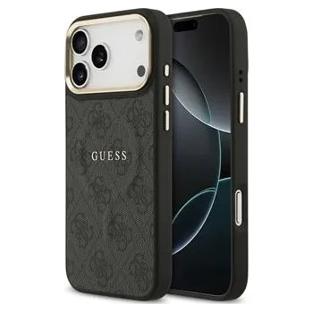 Pouzdro na mobilní telefon Guess PU Leather 4G Gold Frame MagSafe Zadní Kryt pro iPhone 17 Pro Max Black