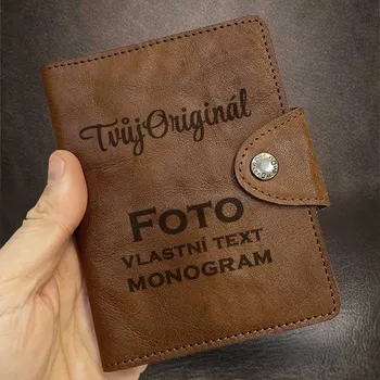 Diář Tvujoriginal Světle hnědý hladký kožený obal na pas s monogramem, věnováním nebo fotkou – praktický a osobní dárek Hnědá