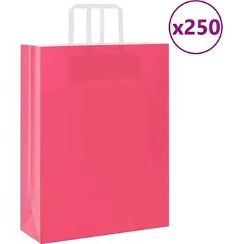 Dárková taška vidaXL Papírové sáčky 250 ks s uchy 32x12x42 cm [4101900] Barva: Růžová