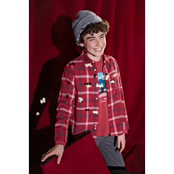 Chlapecká košile Dětská bavlněná košile Mayoral červená barva, 7108 7108.7D.Junior.9BYA 33X, vel. 160