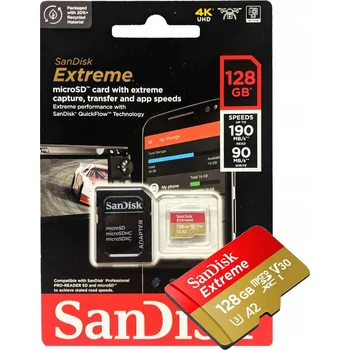 Ukládání dat MicroSD karta SanDisk Extreme V30 A2 - 128GB - 190MB/s