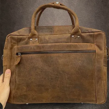 Pánská aktovka Tvujoriginal Prémiová kožená business taška Hnědá