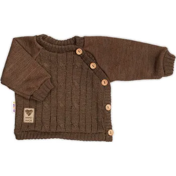Kojenecká souprava Baby Nellys Rostoucí pletený svetřík a kalhoty s kapsou Hand Made 2D, Nature, čokoládová