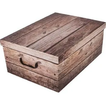 Úložný box Úložný box s víkem Wood, šedá, 51 x 37 x 24 cm