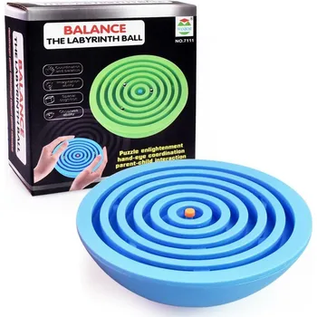 Dřevěná hračka Balanční labyrint s kovovými kuličkami do ruky
