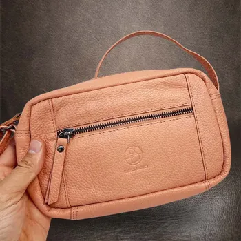 Kabelka Tvujoriginal Kožená crossbody dámská kabelka v broskvovém odstínu Růžová