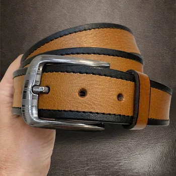 Opasek Na přání s monogramem. Pánský kožený pásek Dvoubarevný pánský kožený pásek s monogramem – Originální combo styl