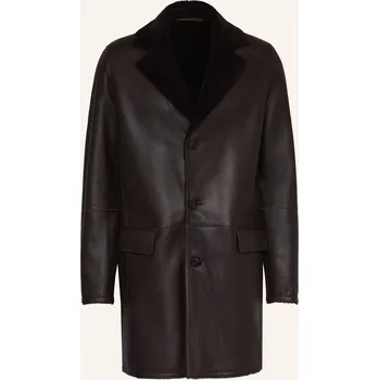 Manzoni 24 Pánský Kožený Kabát, tmavě hnědá, 56