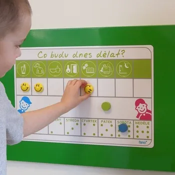 Magnetická kreslící tabulka Ohebná magnetická tabule s piktogramy denních činností