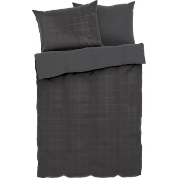 Povlečení LIVARNO home Saténové ložní povlečení 220 x 240 cm, 70 x 90 cm (kostka/antracitová)