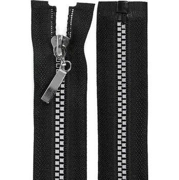 Zip Kostěný zip šíře 5 mm délka 18 cm čtvercové zoubky - černý